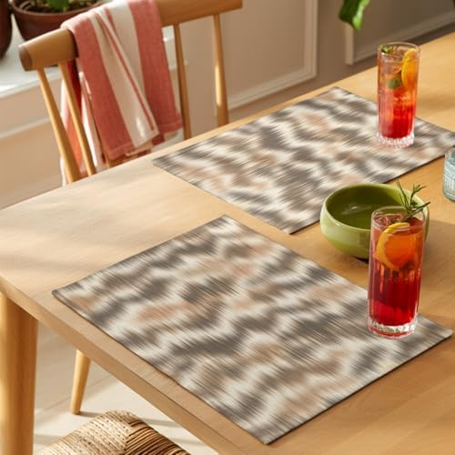 Round Placemats Set of 8 Minimalist Taupe Waves Place Mats Cottagecore