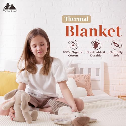 Mayfair Linen Cotton Throw Blankets for Bed Queen Size - Herringbone