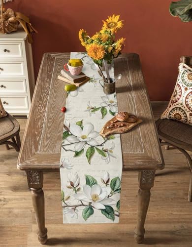 Vintage Floral Spring Table Runners 120 Inches Long, Rustic Botanical