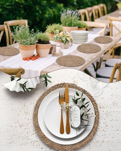 eZAKKA Woven Placemats Round Placemats Set of 8, 12 inch Rattan