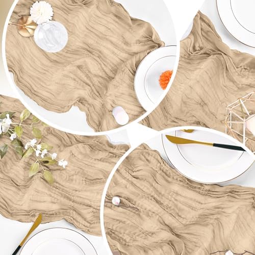 4 Pack Beige Cheesecloth Table Runner 20 x 120 inch Gauze Table