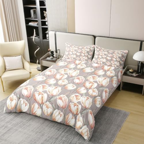Feelyou Floral Print Duvet Cover 100% Cotton Queen Size Boys Girls