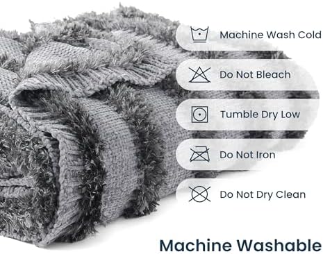 SLEEP ZONE Chenille Throw Blanket for Couch, Soft Farmhouse Blankets