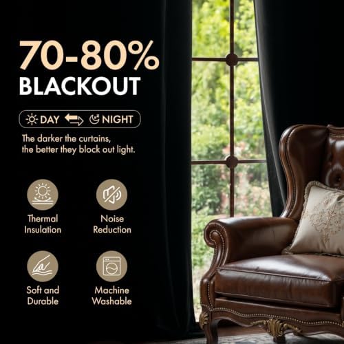 MIULEE Charcoal Grey Velvet Curtains 4 Panels Set Back Tab 40"x108"
