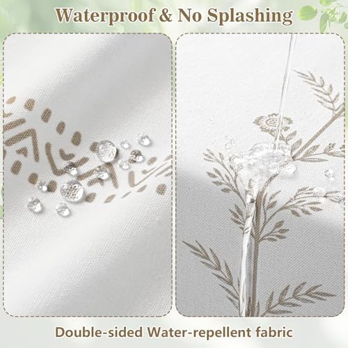 Yinhua Boho Farmhouse Shower Curtain Linen Fabric Shower Curtains with