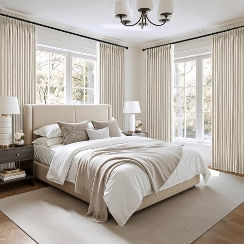 MIULEE Pinch Pleated Thick Linen Curtains 40x84 Inches Oatmeal 4