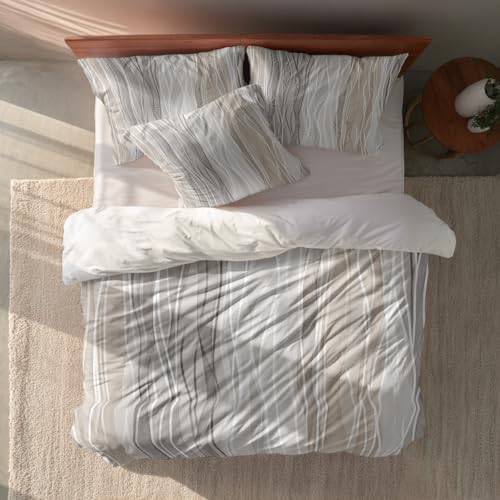 Batmerry Abstract Neutral Tones Full Size 100% Cotton Duvet Cover