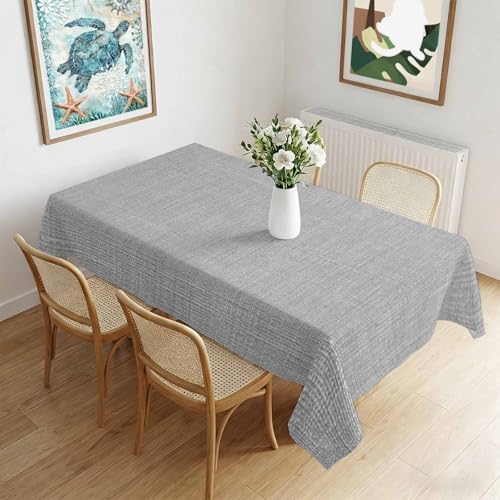 Solid Color Gray Waterproof Tablecloth for Rectangle Tables,Indoor