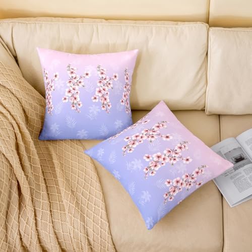 jejeloiu Kids Cherry Blossoms Throw Pillow Covers Set of 2 22 x