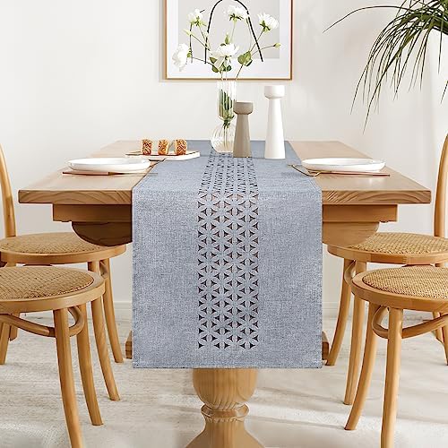 Grey Geometric Hollow Table Runner 14x72 Rustic Table Runners Home