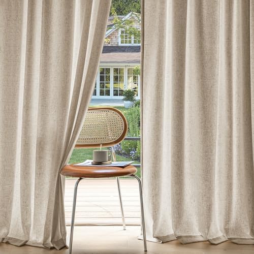 MIULEE Non-See-Through Privacy Linen Curtains 52W x 96L Inch Taupe