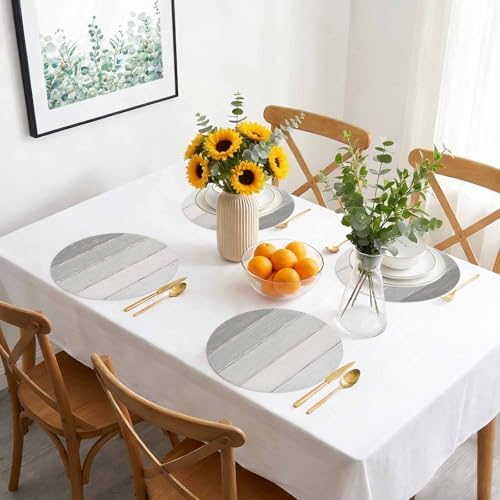 Minimalist Wood Grain Faux Leather Placemats Set of 6, 15in