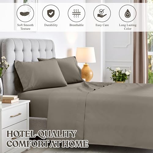 Superior Cotton Blend 600 TC Deep Pocket Sheet Set, Queen, Grey