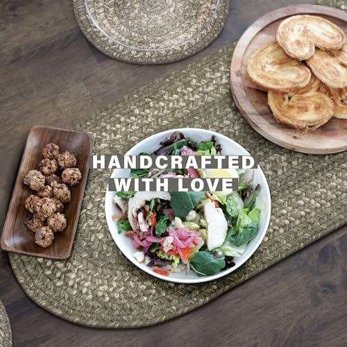 Homespice Grey Cloud Braided Table Runner for Farmhouse Decor, Rect