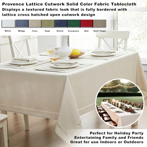 Newbridge Holiday Provence Lattice Ivory 60 x 102 Rectangle Tablecloth