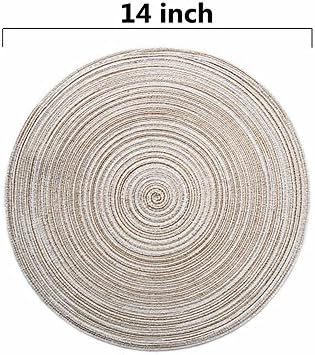 LEVINIS Beige Placemats, 14-Inch Round Placemat Braided Woven