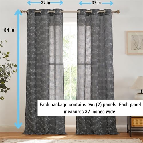 HLC.ME Emily Faux Linen Semi Sheer Light Filtering Transparent Grommet
