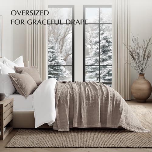 EVERGRACEHOME Stonewashed Cotton Quilt Set, King Size, Truffle Taupe