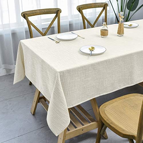 Waterproof Cotton Linen Tablecloths Round Dining Table Cloth, Wipe