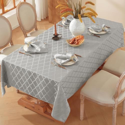 Larponder Fall Tablecloth Rectangle, Jacquard, 60" x 120", Gray