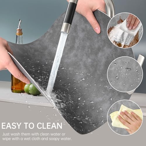 Oval Placemats Set of 6, Faux Leather Place Mats for Dining Table Dual