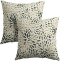 Green Dahlia Pillow Covers 20x20 Inches Rustic Geometric Flower Throw