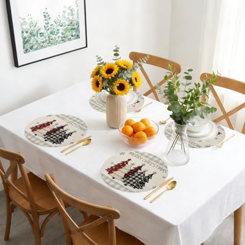 Christmas Tree Placemats Set of 1, Faux Leather Placemats Xmas Tree