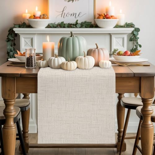 Table Runner Minimalist Creamy White Table Runners 14x72in Rustic