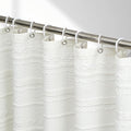 White Shower Curtain Boho, Textured Shower Curtain Cotton Blend Waffle