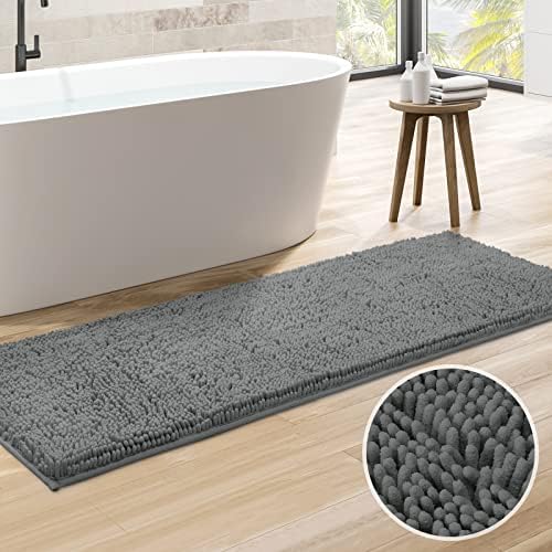 HOMEIDEAS Bathroom Rug Runner Grey 20x60 inch, Ultra Soft and