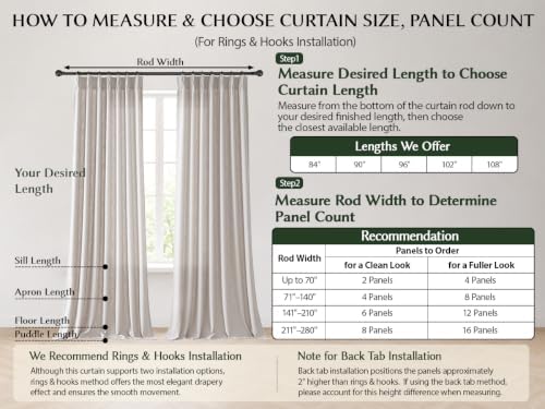 Semi Sheer Pinch Pleated Linen Curtains for Living Room 108 Inches