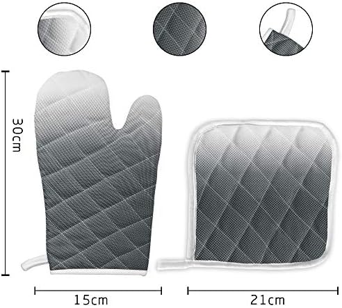 Quilted Cotton Terry Cloth Oven Mitt, Pot Holder Grey Ombre Summer