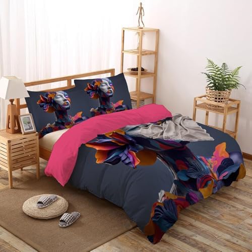 Duvet Cover Set King, 3D Abstract Leaf Beauty Brushed Microfiber