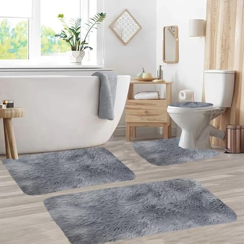 Bath Mats, Mixed Colors Bath Mats 4 Set Bathroom Rugs for 4 PCS Toilet