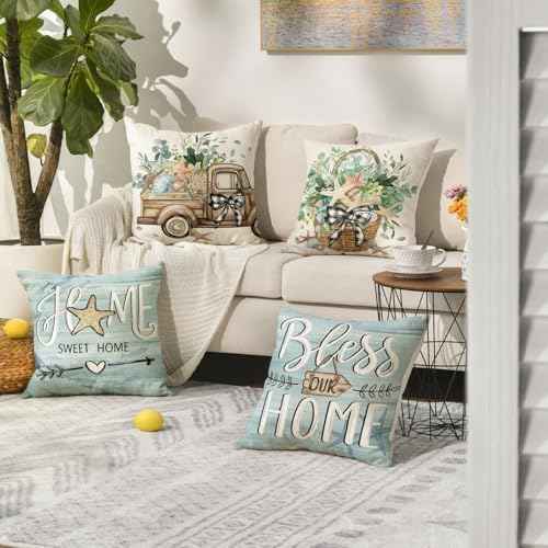 AVOIN colorlife Eucalyptus Leaves Starfish Pillow Covers 20 x 20, Set