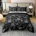 Erosebridal Boho Floral Duvet Cover Set Grey Flower 100% Cotton