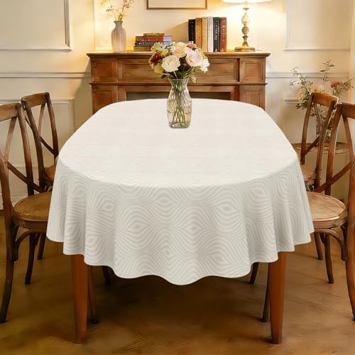 60"X102" Modern Oval Tablecloth for Oval Table, Geometric Water
