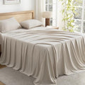 Andency King Sheets Set 100% Viscose Derived from Bamboo, Oatmeal