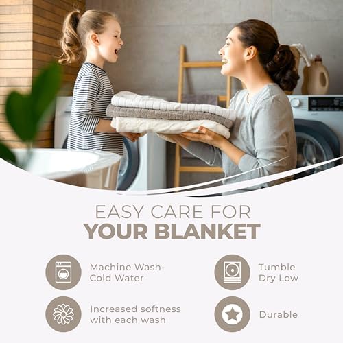 BLUENILEMILLS Cotton Blanket, Ideal for; Picnic, Beach, Traveling or