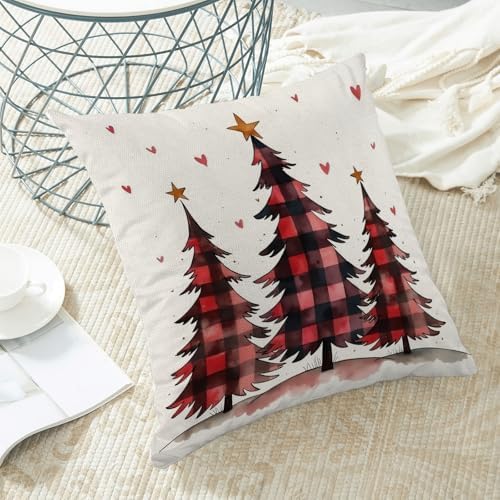 Christmas Pillow Covers 18x18 Inch Set of 2 Red Black Buffalo Plaid