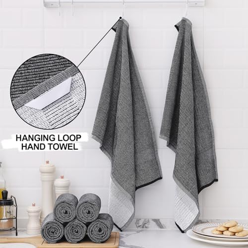Homaxy Set of 8 Bulk Cotton Terry Kitchen Towels Set, 12 x 12 and 13 x