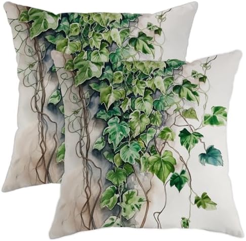 Ivy Floral Throw Pillow Covers Botanical Vine Green Leaves Wall