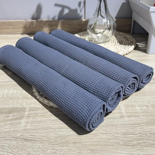 PY HOME & SPORTS Dish Towels Set - 17 x 25 Inches 4 Pieces Grey 100%