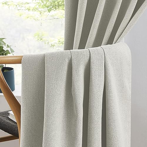 KEQIAOSUOCAI Greyish Beige Blackout Curtains 108 Inches Long 2 Panels