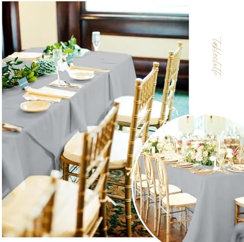 fani 10 Packs Light Grey Tablecloth - 60 x 102 Inch for 6Ft Tables