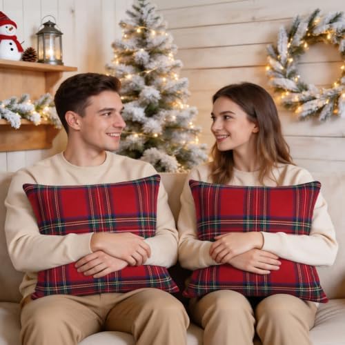 Artmag Christmas Plaid Pillow Covers 22x22 Inch Set of 2 Scottish