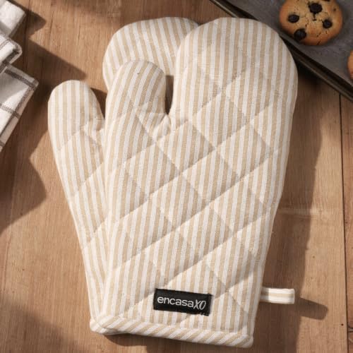 Encasa XO Oven Mitts, Heat Resistant Kitchen Gloves, Microwave