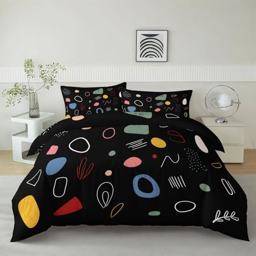 King Duvet Cover Set Minimalist Geometric Graffiti Soft Microfiber