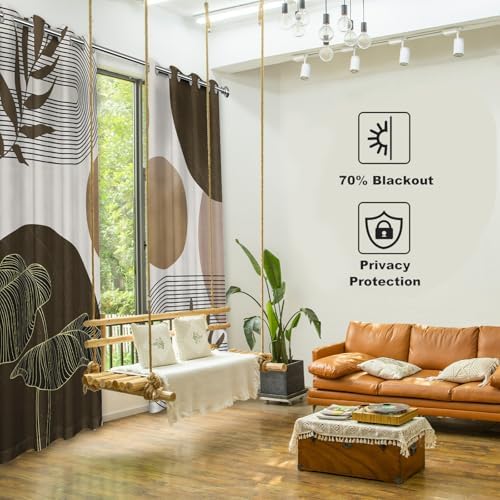 Brown and Beige Blackout Curtains, Light Brown Tan Taupe Boho Mid