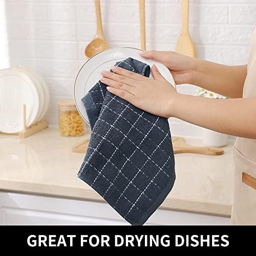 Homaxy 100% Cotton Terry Kitchen Dish Cloths, 6 Pack, Dark Grey